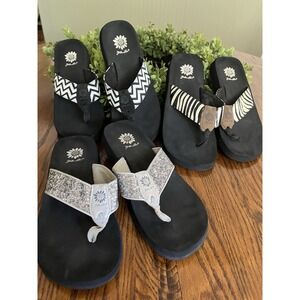 Yellow Box Feliks Flip Flop Silver Glitter Black Chevron, Zebra Sandals Size 9